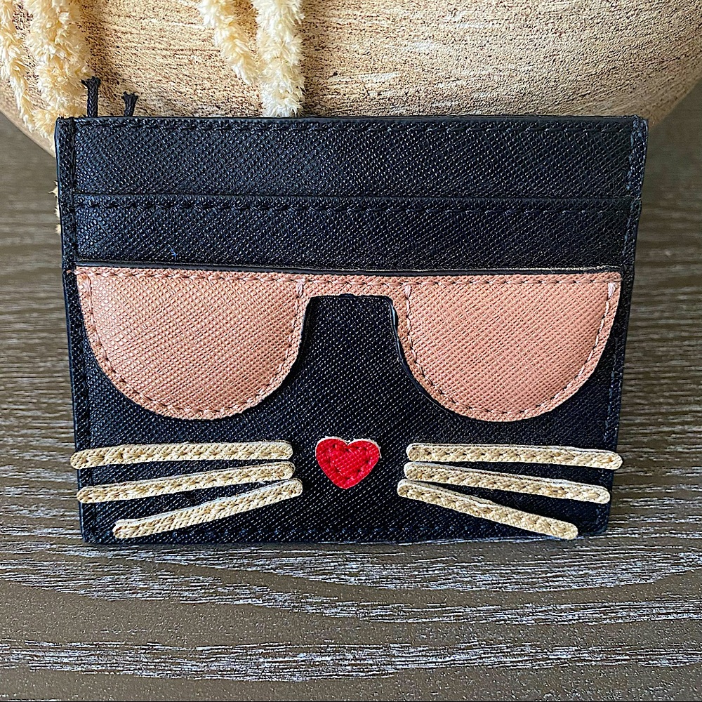 Karl Lagerfeld Black and Tan Cat Wallet